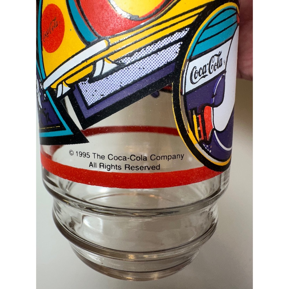Vintage 1995 Coca-Cola Polar Bear Glass Set 8pc 16oz Indiana Glass Winter Sports - Picture 5 of 11